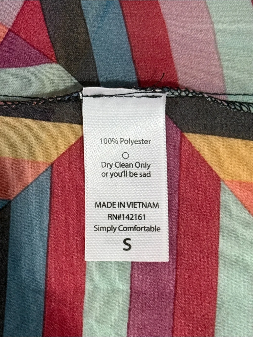LuLaRoe Multicolor Geometric Stripe Fringed Kimono/Cover-up